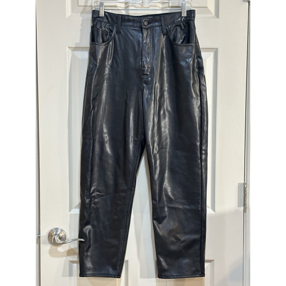 Abercrombie & Fitch Black Vegan‎ Leather The Ankle Straight Ultra High Rise 8